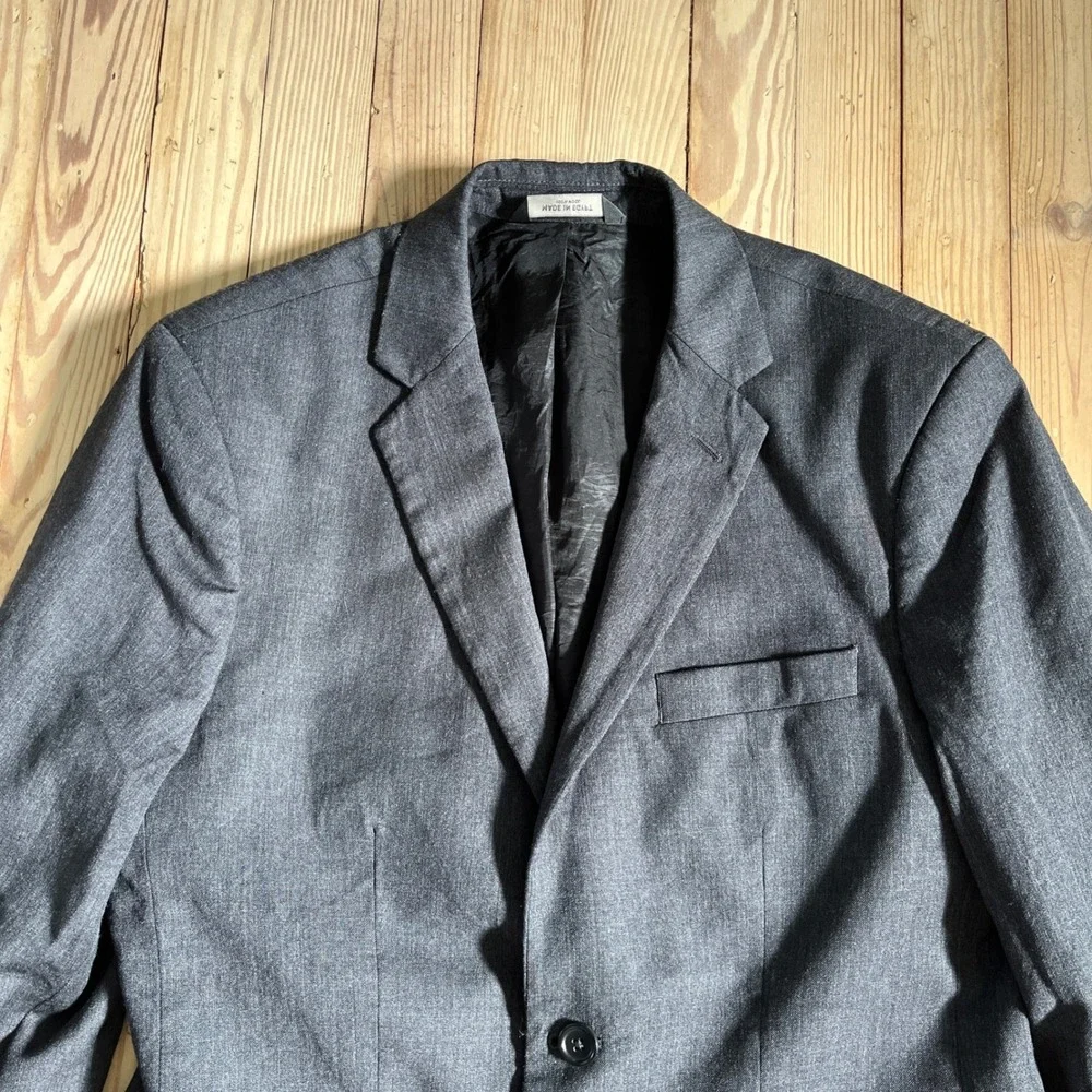 Banana Republic Blazer Mens 40R Charcoal Gray 100% Wool Tailored Fit Jacket